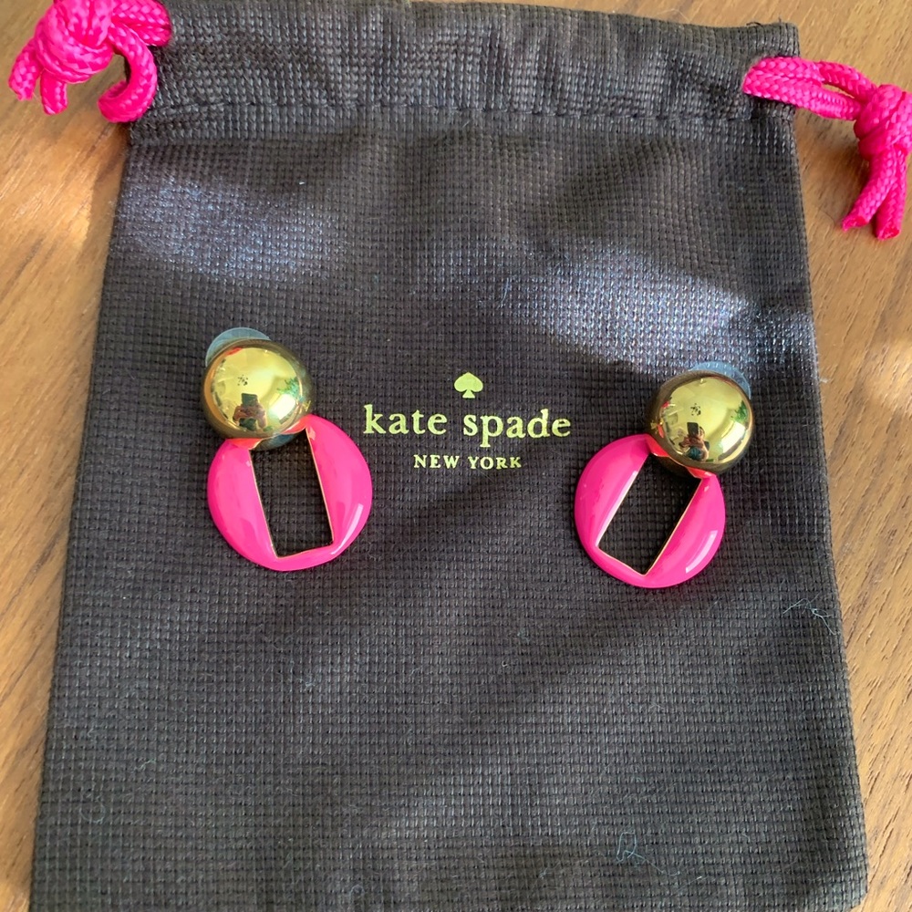 Brand new Kate Spade hot pink and gold earrings. In perfect shape! With pouch.